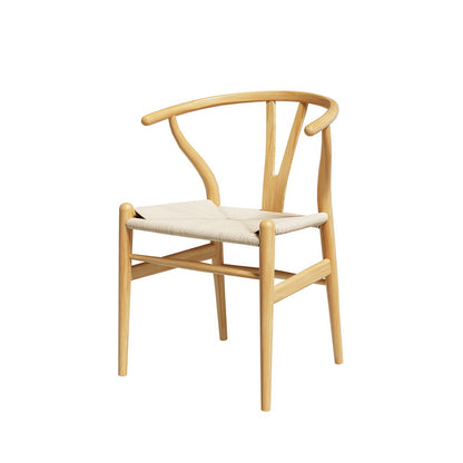 Artiss Dining Chair Wooden Rattan Seat Wishbone Back - Furniture > Outdoor > Outdoor Chairs