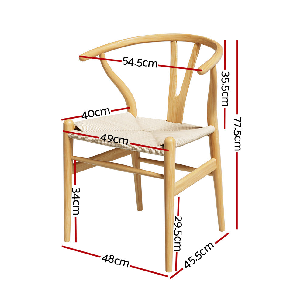 Artiss Dining Chair Wooden Rattan Seat Wishbone Back - Furniture > Outdoor > Outdoor Chairs