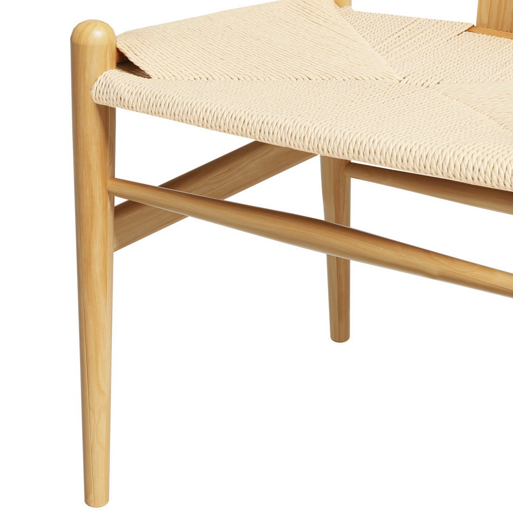 Artiss Dining Chair Wooden Rattan Seat Wishbone Back - Furniture > Outdoor > Outdoor Chairs