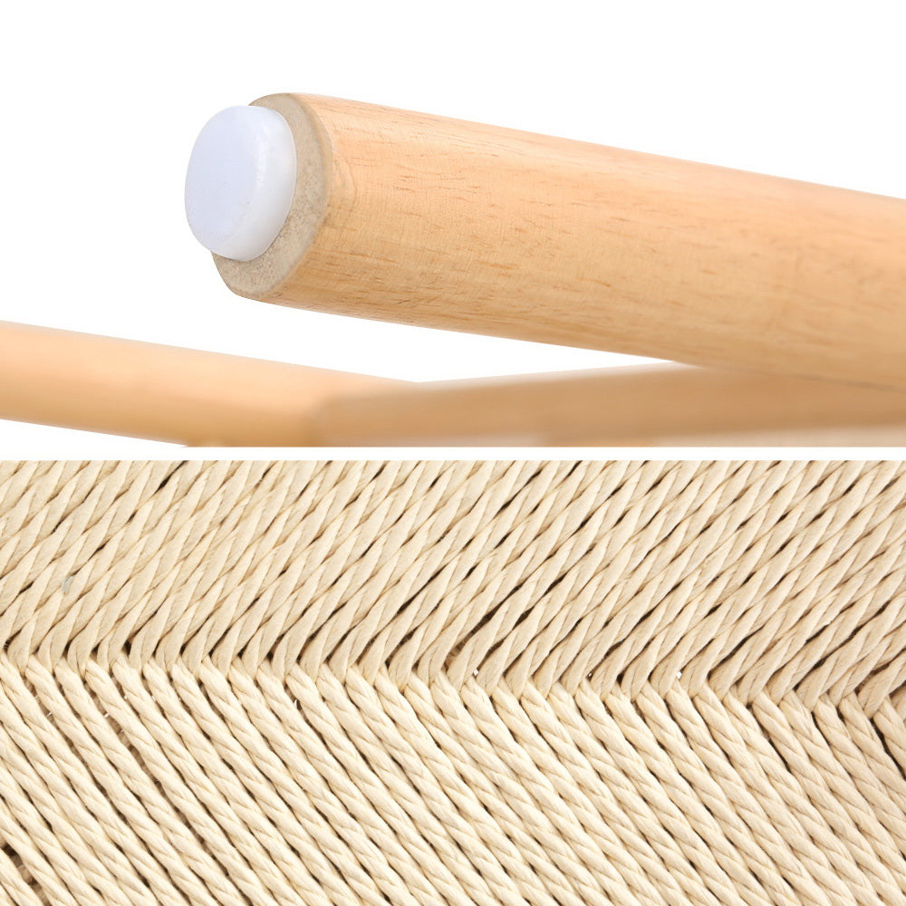 Artiss Dining Chair Wooden Rattan Seat Wishbone Back - Furniture > Outdoor > Outdoor Chairs
