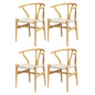 1 Set of 4 Artiss Dining Chairs Wooden Rattan Seat Wishbone Back - Furniture > Dining > Kitchen & Dining Chairs