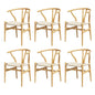 1 Set of 6 Artiss Dining Chairs Wooden Rattan Seat Wishbone Back Furniture > Dining > Kitchen & Dining Chairs