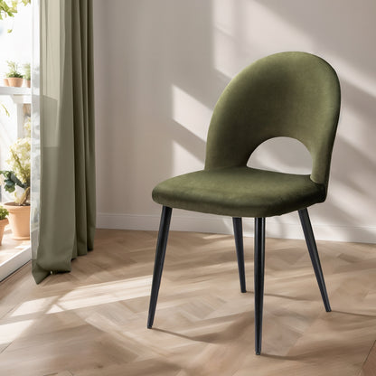 Artiss Dining Chairs Set of 2 Velvet Hollow Green - Furniture > Dining > Dining Set