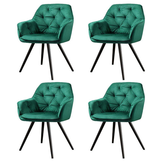 Artiss Dining Chairs Set of 4 Velvet Diamond Tufted Armchair Green - Furniture > Dining > Kitchen & Dining Chairs