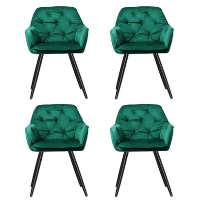 Artiss Dining Chairs Set of 4 Velvet Diamond Tufted Armchair Green - Furniture > Dining > Kitchen & Dining Chairs