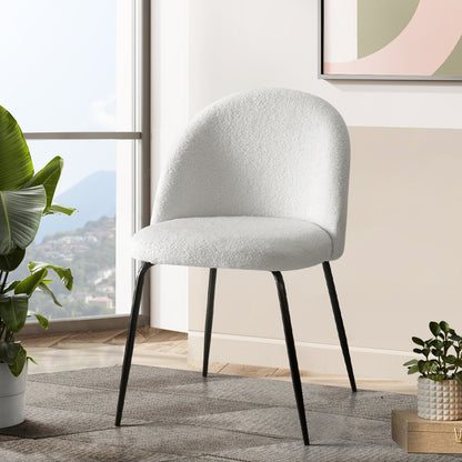 Artiss Dining Chairs Set of 2 Sherpa Boucle White - Furniture > Dining > Dining Set