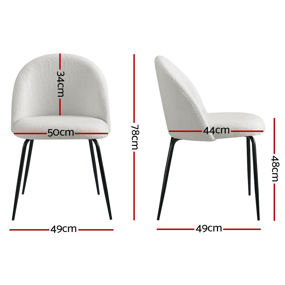 Artiss Dining Chairs Set of 2 Sherpa Boucle White - Furniture > Dining > Dining Set