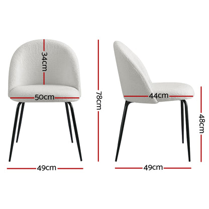 Artiss Dining Chairs Set of 2 Sherpa Boucle White - Furniture > Dining > Dining Set