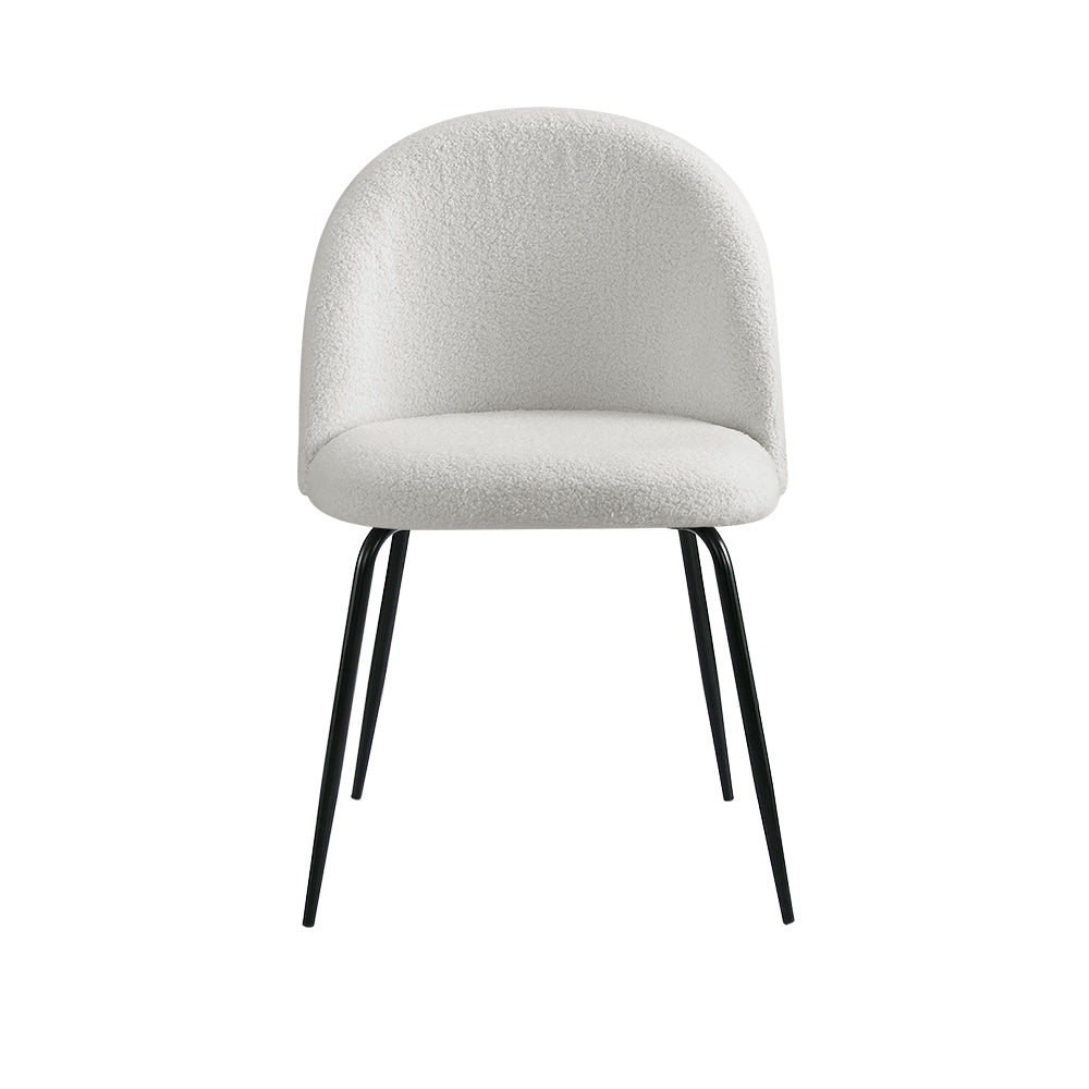 Artiss Dining Chairs Set of 2 Sherpa Boucle White - Furniture > Dining > Dining Set