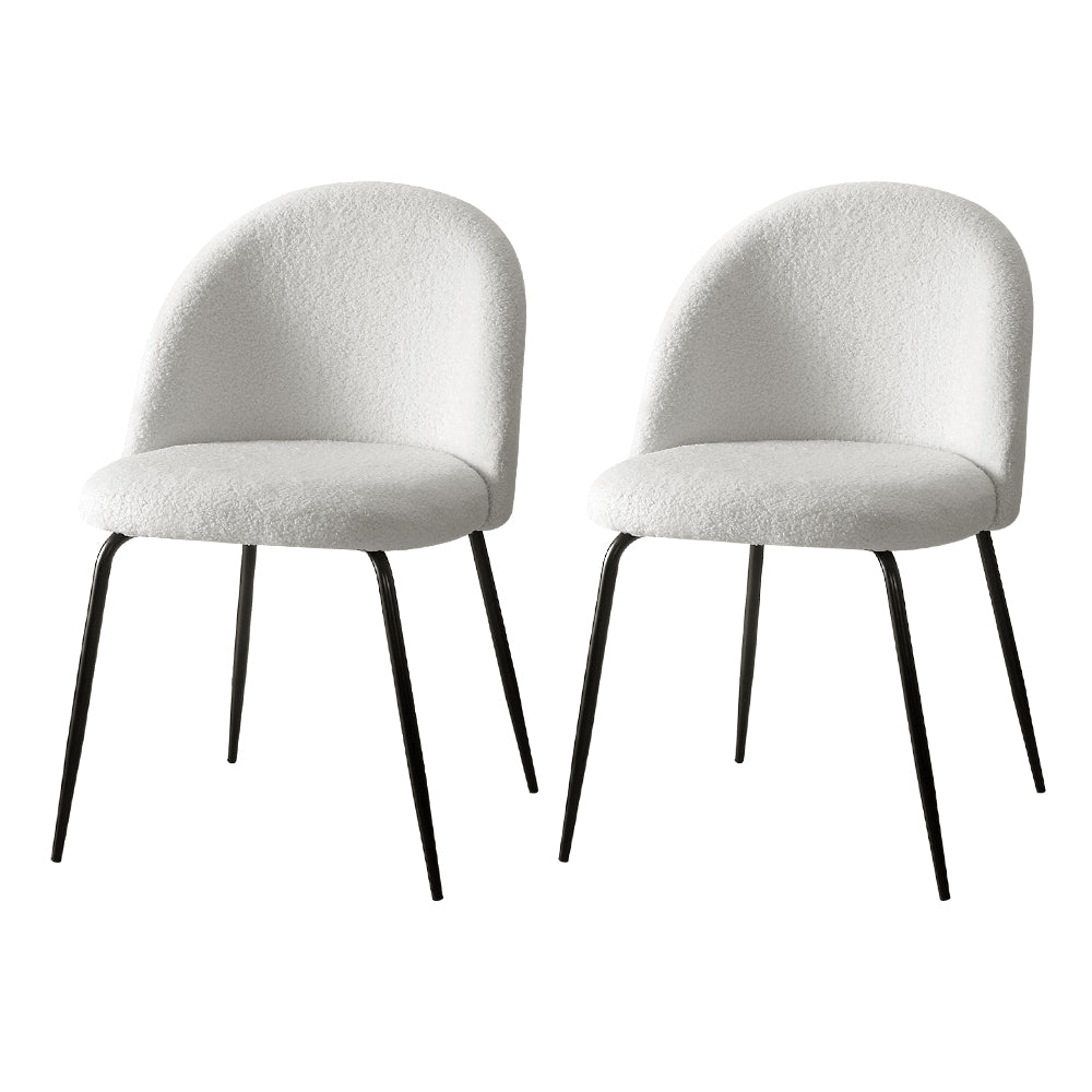 Artiss Dining Chairs Set of 2 Sherpa Boucle White - Furniture > Dining > Dining Set
