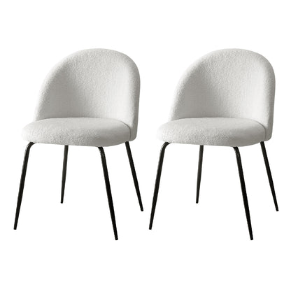 Artiss Dining Chairs Set of 2 Sherpa Boucle White - Furniture > Dining > Dining Set