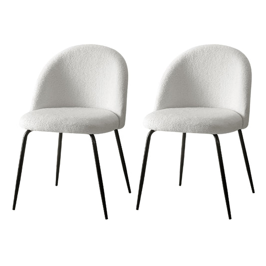 Artiss Dining Chairs Set of 2 Sherpa Boucle White - Furniture > Dining > Dining Set