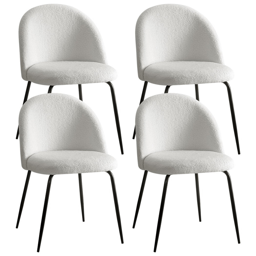 Artiss Dining Chairs Set of 4 Sherpa Boucle White - Furniture > Dining > Kitchen & Dining Chairs