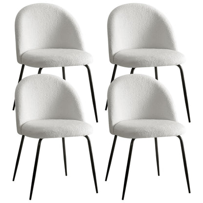 Artiss Dining Chairs Set of 4 Sherpa Boucle White - Furniture > Dining > Kitchen & Dining Chairs