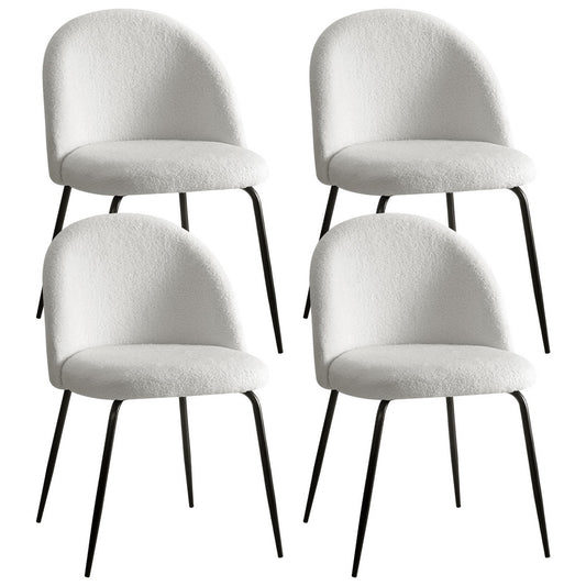 Artiss Dining Chairs Set of 4 Sherpa Boucle White - Furniture > Dining > Kitchen & Dining Chairs