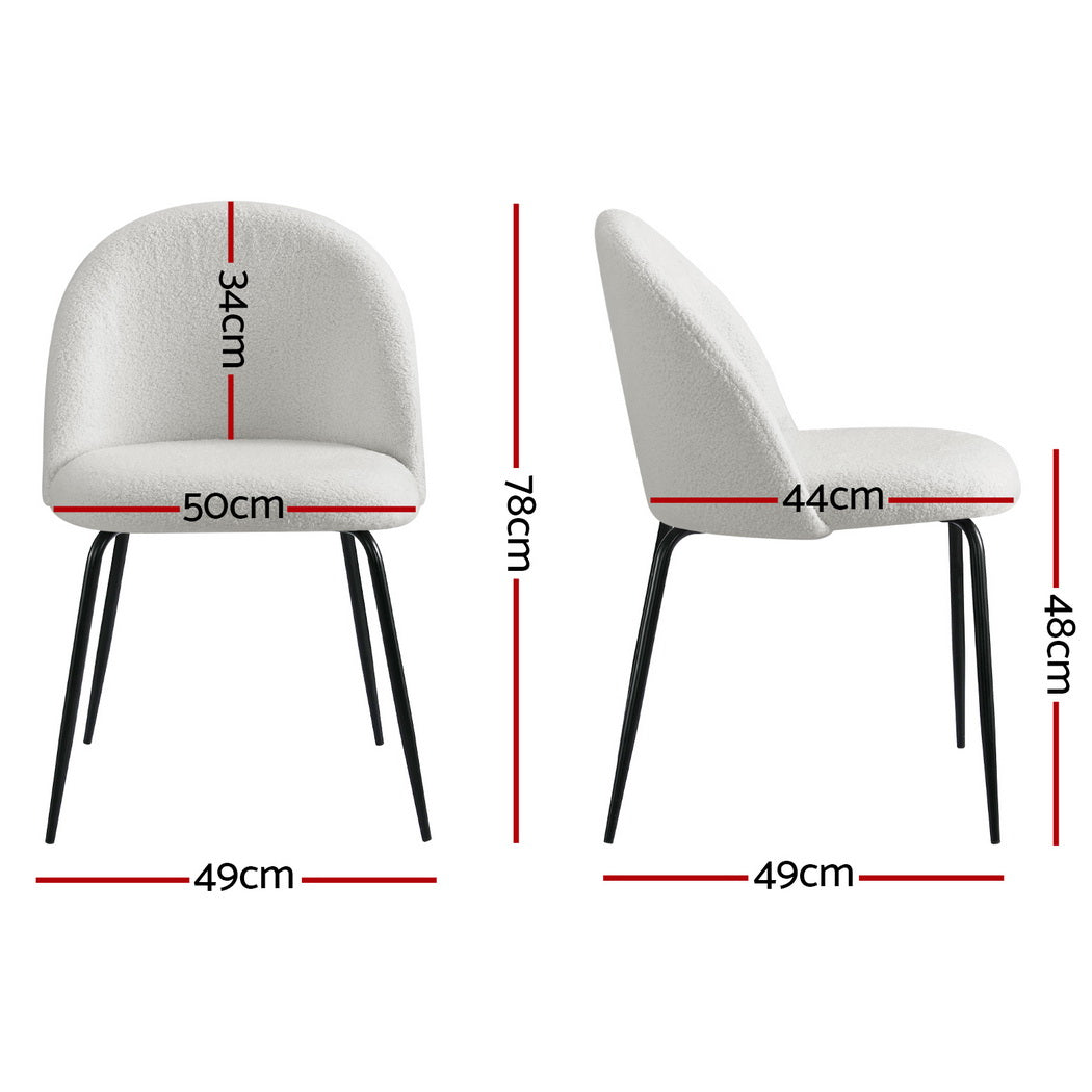 Artiss Dining Chairs Set of 4 Sherpa Boucle White - Furniture > Dining > Kitchen & Dining Chairs