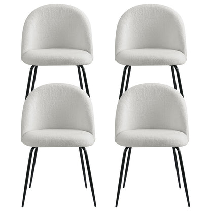 Artiss Dining Chairs Set of 4 Sherpa Boucle White - Furniture > Dining > Kitchen & Dining Chairs