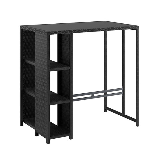 Black wicker outdoor bar table with storage - black - 103.5cm x 62cm x 104.5cm Australia