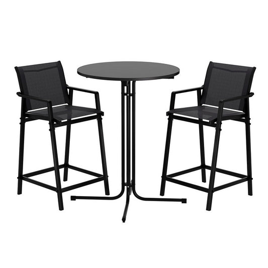 Black 3-piece steel bar set - black - 55cm x 56cm x 114cm Australia