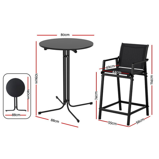 3-Piece Steel Bar Set - Black