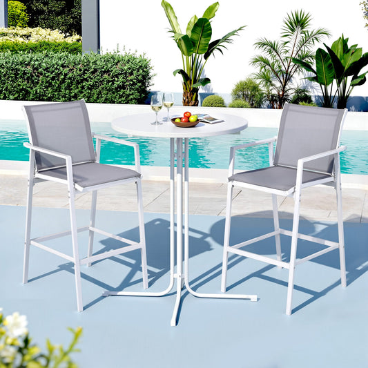 White and Grey 3-piece steel bar set - white - 55cm x 56cm x 114cm Australia