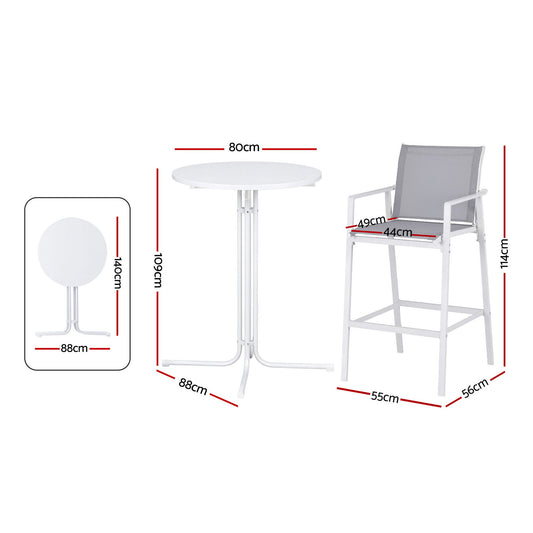 3-Piece Steel Bar Set - White