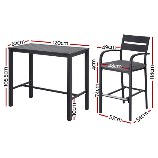 5-Piece Aluminium Outdoor Bar Set - Dark Grey