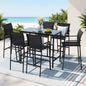 Gardeon 7PCS Outdoor Bar Set Stools Dining Chairs Table Patio Steel Bistro Set Black