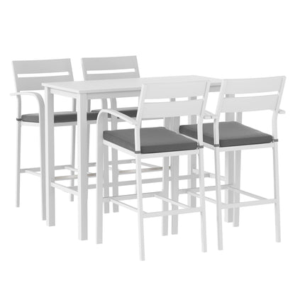 Gardeon Outdoor Bar Set 5-Piece Patio Dining Chairs Aluminium Table Stools White
