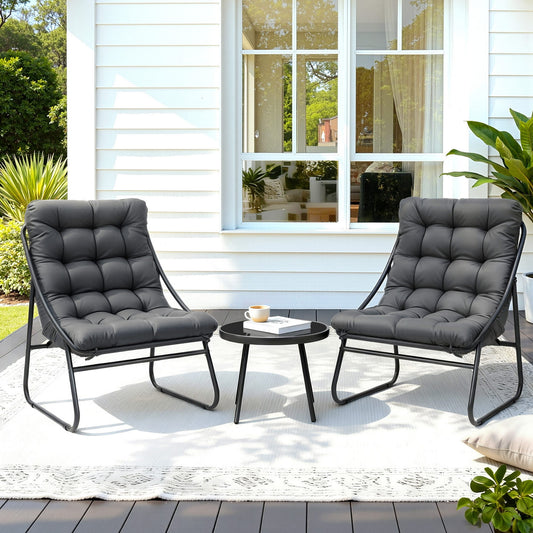 Grey 3-piece steel bistro set - grey - Chair: 64cm x 80cm x 94cm; Table: 41cm x 50cm Australia