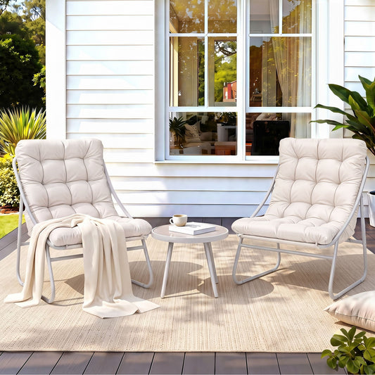 Khaki 3-piece steel bistro set - khaki - Chair: 64cm x 80cm x 94cm; Table: 41cm x 50cm Australia