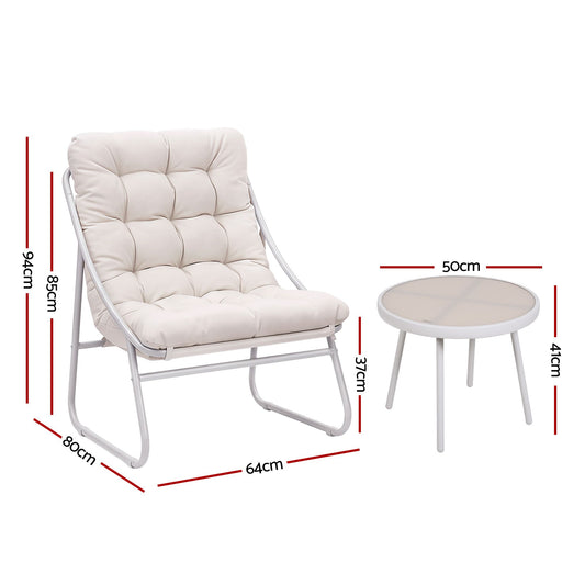 3-Piece Steel Bistro Set - Khaki