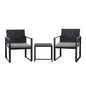 Gardeon 3PC Outdoor Bistro Set Patio Furniture Wicker Dining Chairs Table Cushion Black