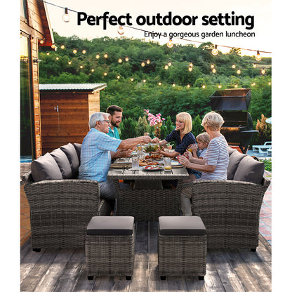 Gardeon Outdoor Dining Set Wicker Table Chairs Setting 8 Seater - Furniture > Outdoor > Outdoor Chairs