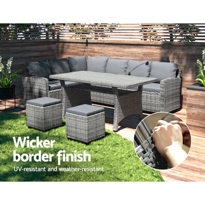 Gardeon Outdoor Dining Set Wicker Table Chairs Setting 8 Seater - Furniture > Outdoor > Outdoor Chairs