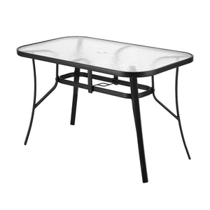 Black 120cm outdoor dining table with parasol hole - black - 120cm x 74cm x 70cm Australia