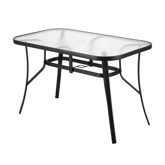 Black 120cm outdoor dining table with parasol hole - black - 120cm x 74cm x 70cm Australia