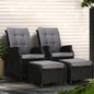 Gardeon 2PC Recliner Chair Sun lounge Wicker Lounger Outdoor Furniture Adjustable Black - Furniture > Outdoor > Outdoor