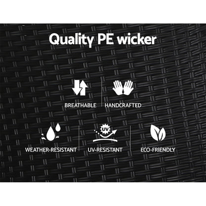 Gardeon 2PC Recliner Chairs Sun lounge Wicker Lounger Outdoor Furniture Adjustable Black - Furniture > Outdoor >