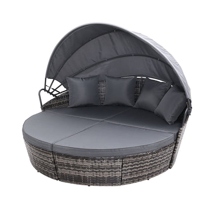 Gardeon Sun Lounge Setting Wicker Lounger Day Bed Outdoor Furniture Patio Grey - Furniture > Outdoor > Outdoor Sofas &