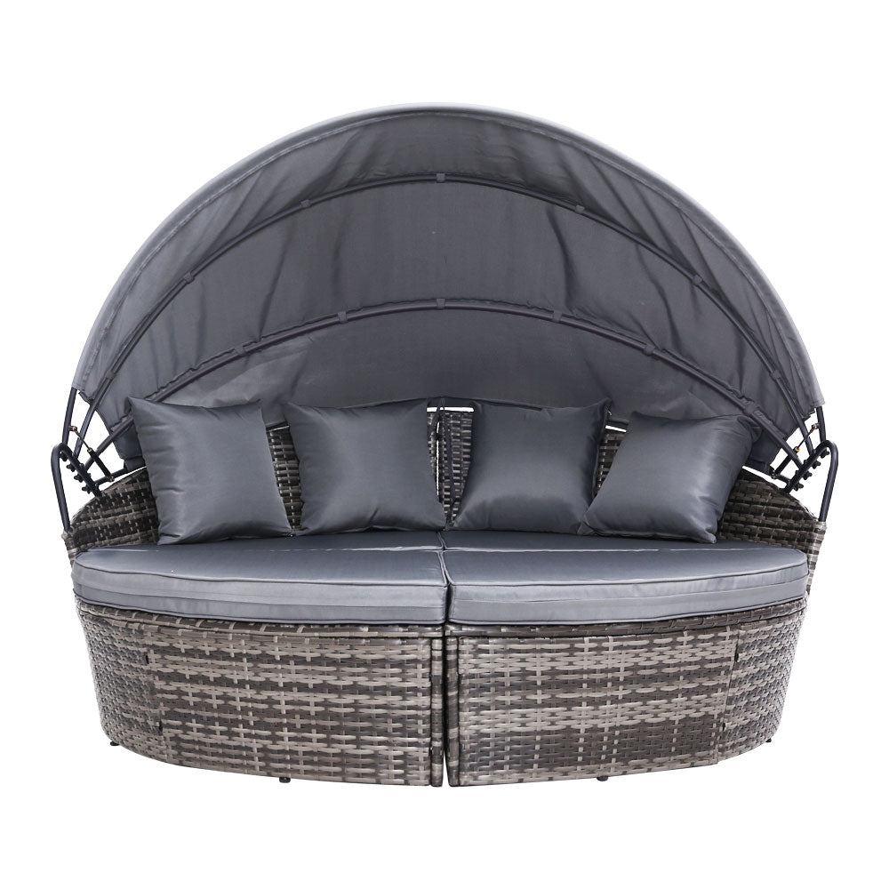 Gardeon Sun Lounge Setting Wicker Lounger Day Bed Outdoor Furniture Patio Grey - Furniture > Outdoor > Outdoor Sofas &