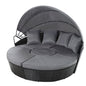 Gardeon Sun Lounge Setting Wicker Lounger Day Bed Patio Outdoor Furniture Black - Furniture > Outdoor > Outdoor Sofas &