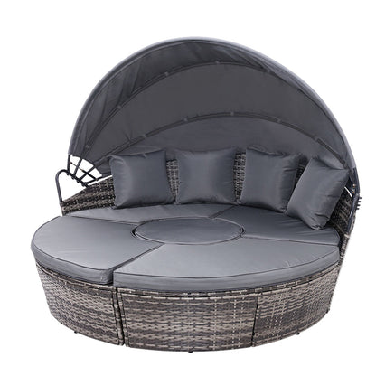 Gardeon Sun Lounge Setting Wicker Lounger Day Bed Patio Outdoor Furniture Grey - Furniture > Outdoor > Outdoor Sofas &