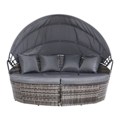 Gardeon Sun Lounge Setting Wicker Lounger Day Bed Patio Outdoor Furniture Grey - Furniture > Outdoor > Outdoor Sofas &