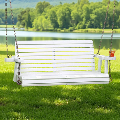 Gardeon Porch Outdoor Swing Chair With Cup Holder Wooden Furniture 2 Seater - Furniture > Outdoor > Outdoor Chairs