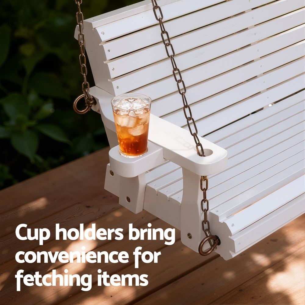 Gardeon Porch Outdoor Swing Chair With Cup Holder Wooden Furniture 2 Seater - Furniture > Outdoor > Outdoor Chairs