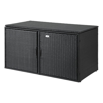 Gardeon Outdoor Storage Cabinet Box Deck Wicker Shelf Chest Garden Shed Tools Black - Furniture > Outdoor > Outdoor
