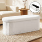 Storage Ottoman Foot Stool Rest Boucle Fabric Foldable White