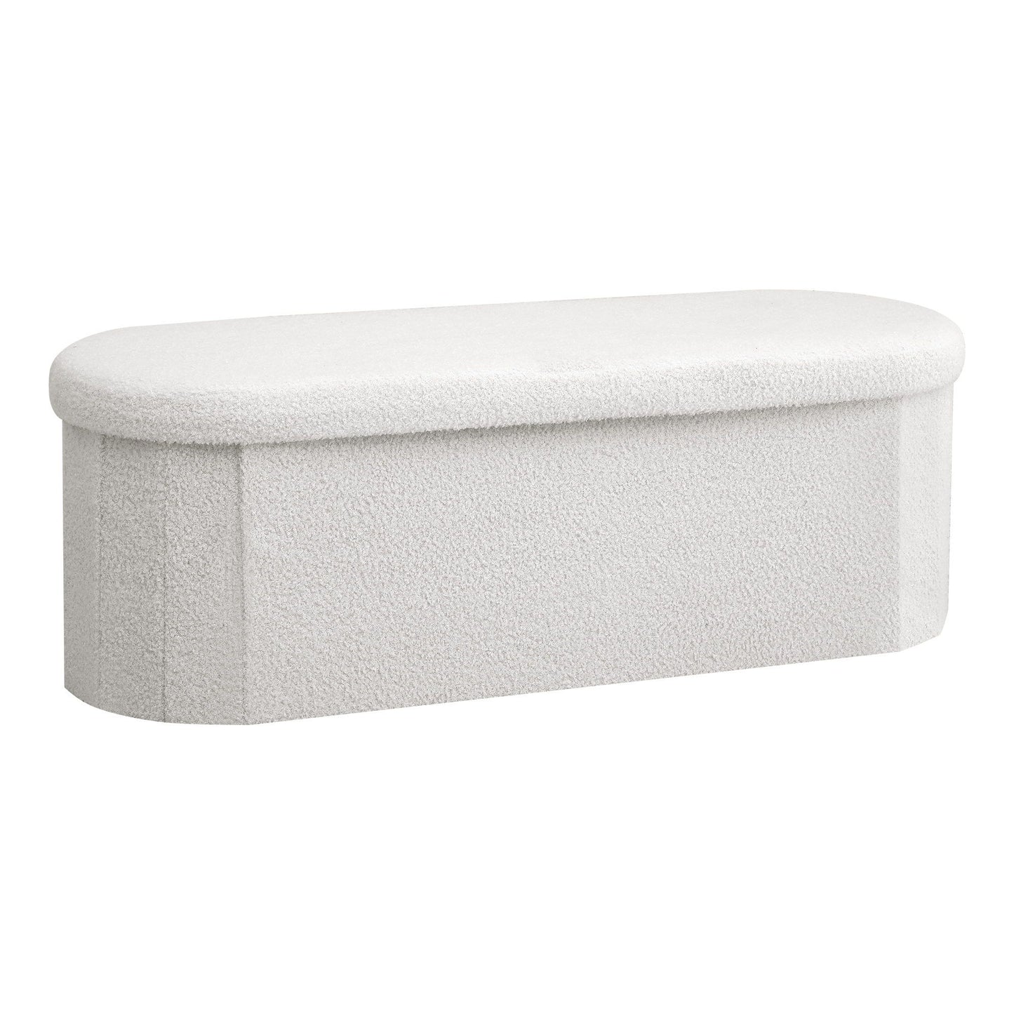 Storage Ottoman Foot Stool Rest Boucle Fabric Foldable White