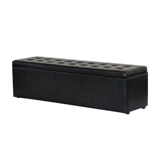 Artiss Storage Ottoman Blanket Box 140cm Leather Black Furniture > Living Room > Ottomans & Footstools